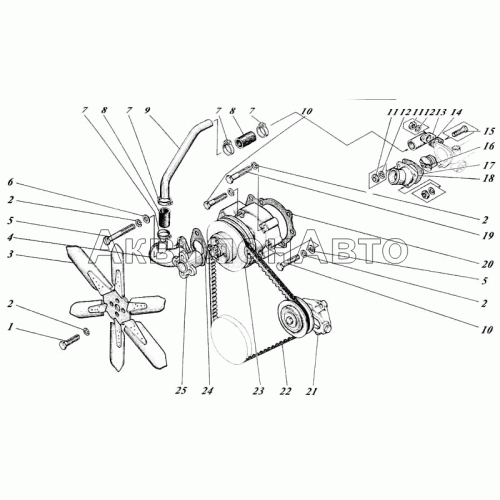 Насос водяной и вентилятор 444-13с1-01 Насос водяной и вентилятор 444-13с1-01