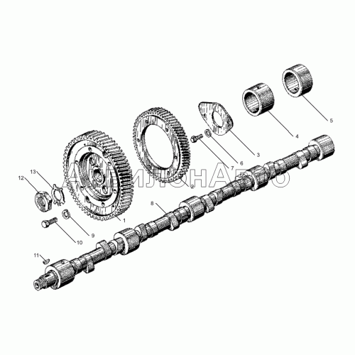 Вал распределительный двигателей ЯМЗ-238БЕ, ЯМЗ-238ДЕ