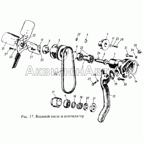 Водяной насос и вентилятор