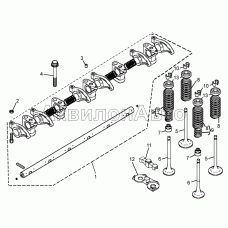 Клапаны, коромысла, ось коромысел