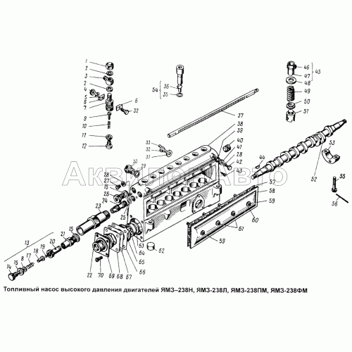 Топливный насос высокого давления двигателей ЯМЗ-238Н, ЯМЗ-238Л, ЯМЗ-238ПМ, ЯМЗ-238ФМ