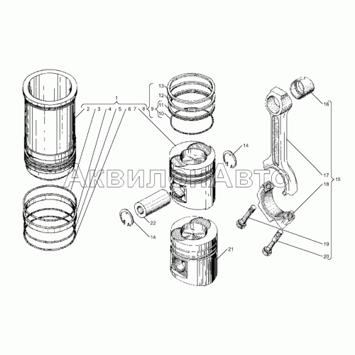 Поршень и шатун двигателей ЯМЗ-238БЕ2, ЯМЗ-238ДЕ2