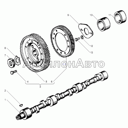 ВАЛ РАСПРЕДЕЛИТЕЛЬНЫЙ двигателей ЯМЗ-6562.10, ЯМЗ-6563.10