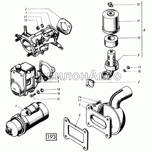 Агрегаты пускового двигателя СМД-14НГ,-14БН,-15Н,-19,-20 Агрегаты пускового двигателя СМД-14НГ,-14БН,-15Н,-19,-20