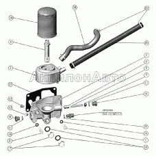Установка масляного фильтра с жидкостно-масляным теплообменником (ЖМТ). Установка патрубков ЖМТ
