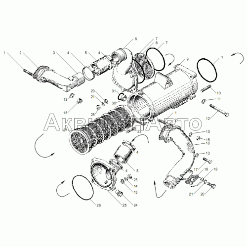 ТЕПЛООБМЕННИК ЖИДКОСТНО-МАСЛЯНЫЙ двигателей ЯМЗ-6562.10, ЯМЗ-6563.10