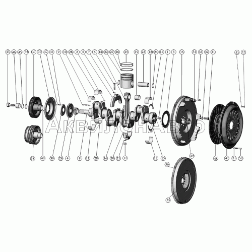 Кривошипно-шатунный механизм. Установка маховика. Установка шкива. Установка муфты сцепления.