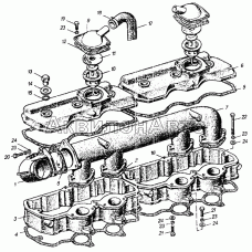 Крышки головок цилиндров, коллектор и сапуны Крышки головок цилиндров, коллектор и сапуны