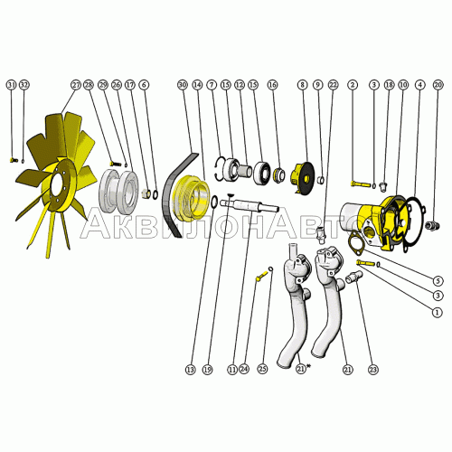 Установка водяного насоса. Установка муфты вентилятора Установка водяного насоса. Установка муфты вентилятора