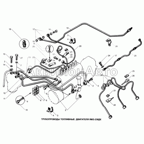 Трубопроводы топливные двигателя ЯМЗ-236ДК Трубопроводы топливные двигателя ЯМЗ-236ДК