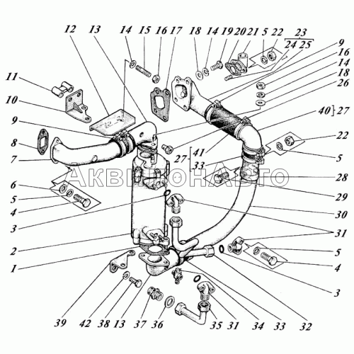 Жидкостно-масляный теплообменник с трубами 442-54-11с1 Жидкостно-масляный теплообменник с трубами 442-54-11с1