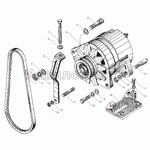 Генератор 5702.3701-30 в сборе и его крепление Генератор 5702.3701-30 в сборе и его крепление
