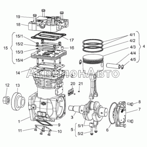 Компрессор пневматического тормоза LP 3999. Устройство