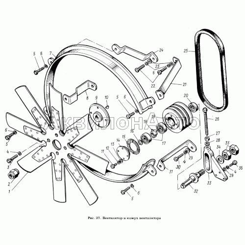 Вентилятор и кожух вентилятора Вентилятор и кожух вентилятора