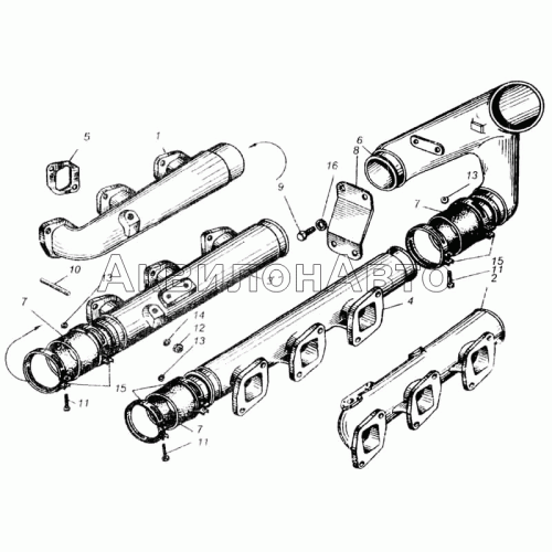 Трубопроводы впускные двигателя ЯМЗ-240Б