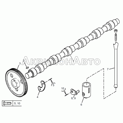 Вал распределительный, штанги, толкатели Вал распределительный, штанги, толкатели