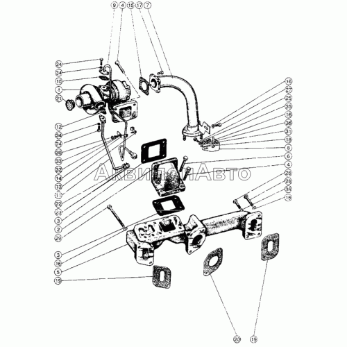 Установка турбокомпрессора и выпускной системы. Маслопроводы турбокомпрессора Установка турбокомпрессора и выпускной системы. Маслопроводы турбокомпрессора