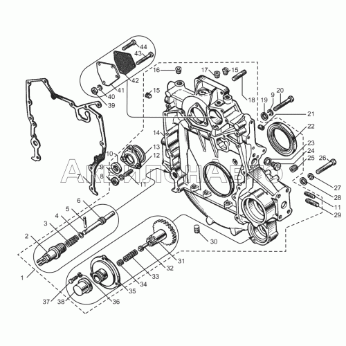 Картер маховика и механизм проворота