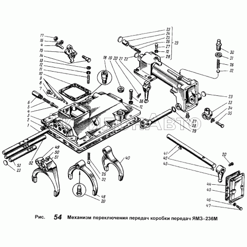 Механизм переключения передач коробки передач ЯМЗ-236М
