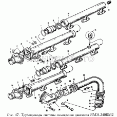 Трубопроводы системы охлаждения двигателя ЯМЗ-240БМ2