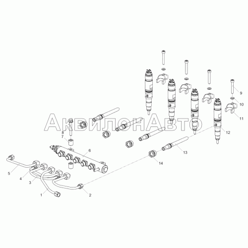 53443.1112005-10 Установка форсунок (ЯМЗ-53443-22) 53443.1112005-10 Установка форсунок (ЯМЗ-53443-22)