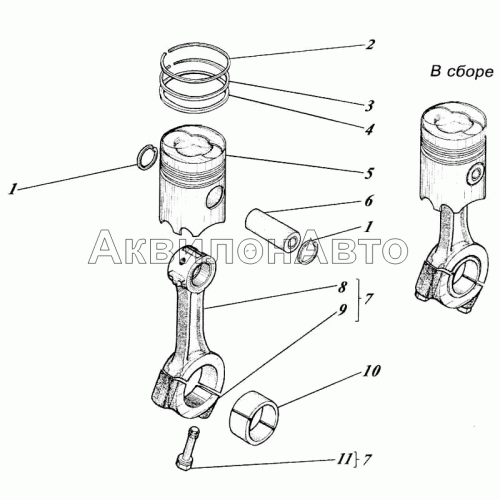 Поршень с шатуном 463-03с1 Поршень с шатуном 463-03с1