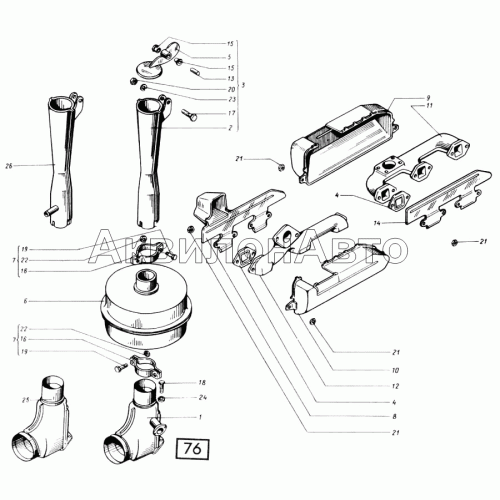 Система выпускная СМД-60, -62, -64, -66, -72, -61, -63, -65, -73