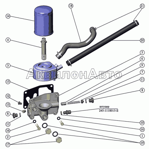 Установка масляного фильтра с жидкостно-масляным теплообменником (ЖМТ). Установка патрубков ЖМТ Установка масляного фильтра с жидкостно-масляным теплообменником (ЖМТ). Установка патрубков ЖМТ