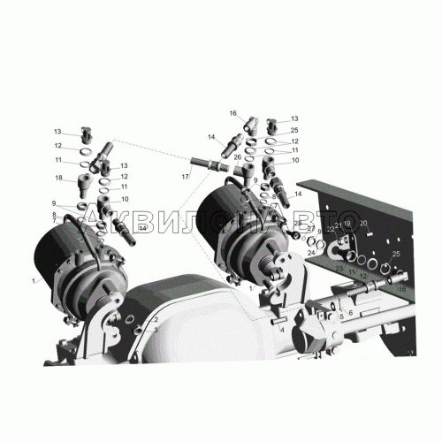 Установка задних тормозных камер и присоединительной арматуры