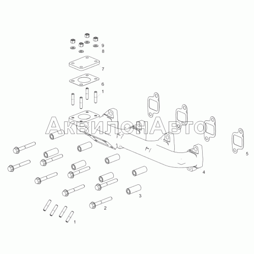 53441.1008005 Установка выпускного коллектора (ЯМЗ-53442) 53441.1008005 Установка выпускного коллектора (ЯМЗ-53442)
