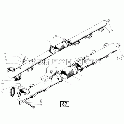 Трубка водяная и коллектор впускной СМД-31, -31А, -31.01, 31Б.04