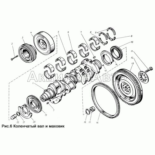 Коленчатый вал и маховик Коленчатый вал и маховик