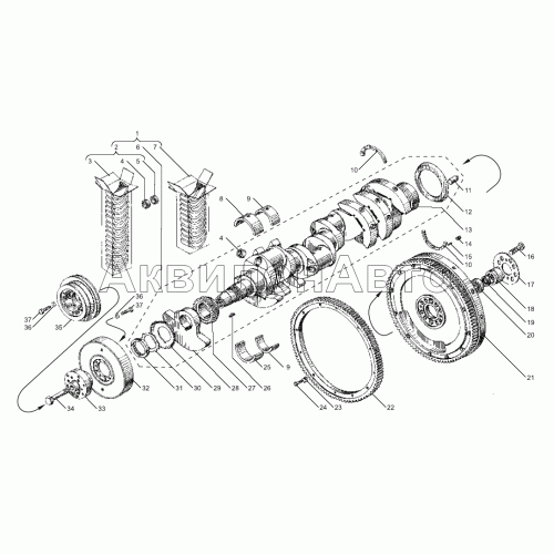 Вал коленчатый и маховик