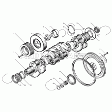 Коленчатый вал и маховик двигателей ЯМЗ-8502.10, ЯМЗ-8502.10-08, ЯМЗ-8503.10