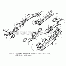 Газопровод двигателя ЯМЗ-8401.10-03, 8401.10-04, 8401.10-05, 8401.10-06