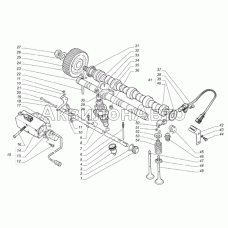 Вал распределительный, ось коромысел, насос-форсунки и клапаны, сервомагнит с датчиком положения рейки и датчик числа оборотов системы управления двигателем