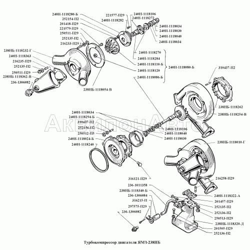 Турбокомпрессор двигателя ЯМЗ-238НБ