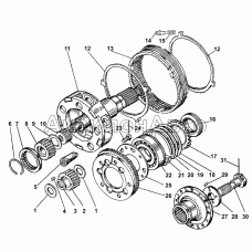 Вал и шестерни демультипликатора