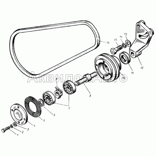 Натяжное приспособление ремня водяного насоса