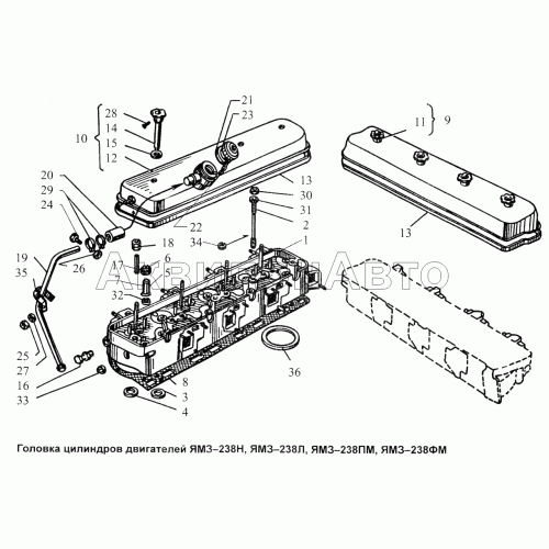 Головка цилиндров двигателей ЯМЗ-238Н, ЯМЗ-238Л, ЯМЗ-238ПМ, ЯМЗ-238ФМ