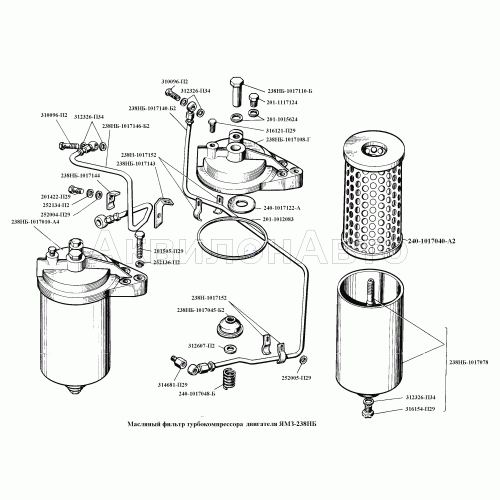 Масляный фильтр турбокомпрессора двигателя ЯМЗ-238НБ