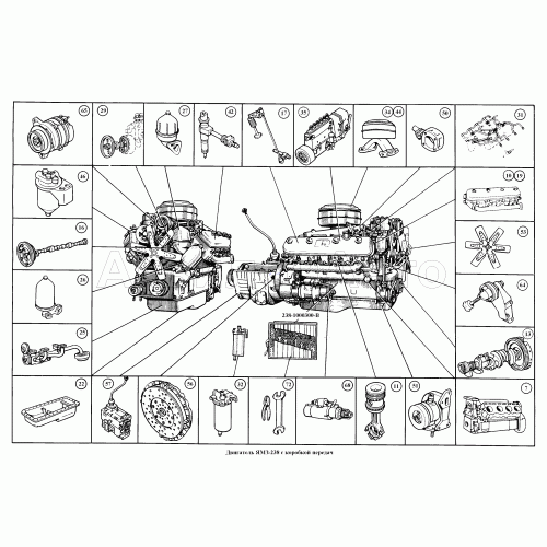 Двигатель ЯМЗ-238 с коробкой передач