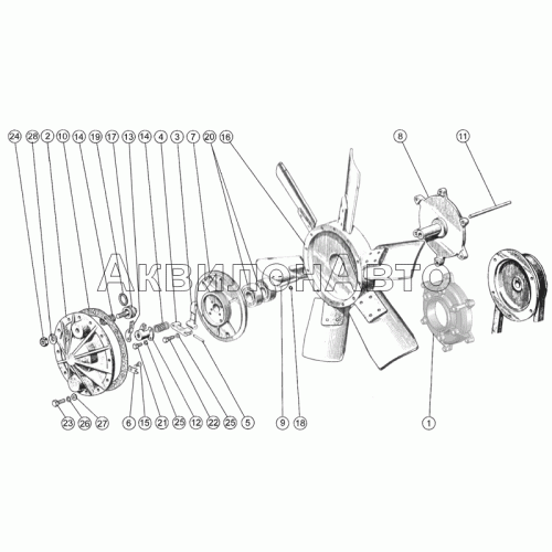 Установка муфты вентилятора Установка вентилятора Установка муфты вентилятора Установка вентилятора