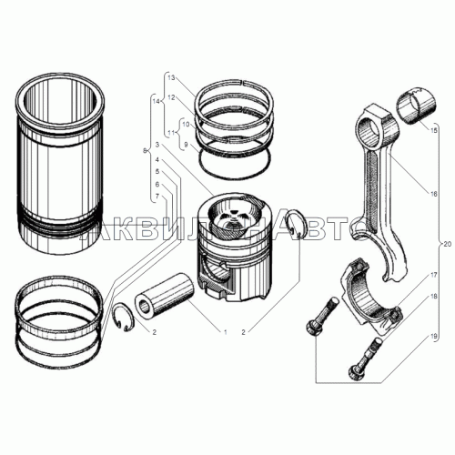ПОРШЕНЬ И ШАТУН двигателей ЯМЗ-6562.10, ЯМЗ-6563.10