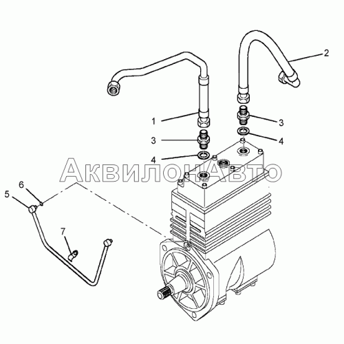 Трубки подвода смазки, подвода и отвода охлаждающей жидкости компрессора воздушного (опция)