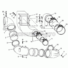 Подвод воздуха к турбокомпрессору и отвод газов