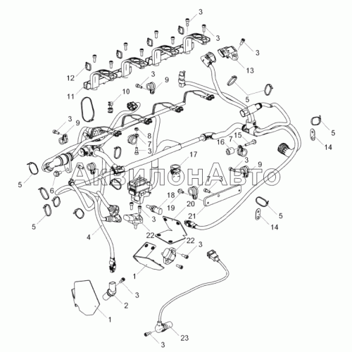 53443.3724011-10 Установка жгута датчиков (ЯМЗ-53443-20, ЯМЗ-53443-10, ЯМЗ-53443-30)