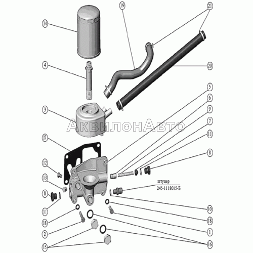 Установка масляного фильтра с жидкостно-масляным теплообменником. Установка патрубков ЖМТ. Установка масляного фильтра с жидкостно-масляным теплообменником. Установка патрубков ЖМТ.