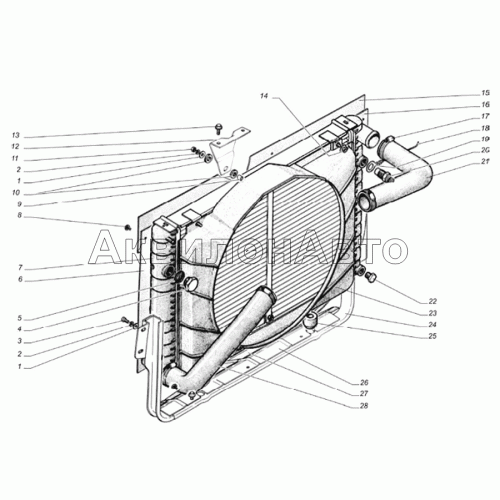 Радиатор, кожух вентилятора, датчик сигнализатора перегрева охлаждающей жидкости Радиатор, кожух вентилятора, датчик сигнализатора перегрева охлаждающей жидкости