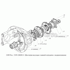 Шестерня ведущая главной передачи с подшипниками